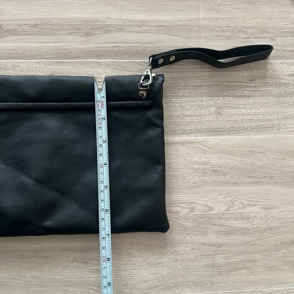 Two-Tone Black and Brown Envelope Vegan Leather Clutch